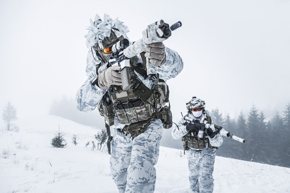 Winter Arctic Mountains Warfare Poster Print by Oleg Zabielin