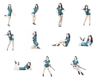 Sexy brunette pin-up girls in military clothing poster print