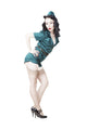 Brunette pin-up girl poster print by Oleg Zabielin showcasing vibrant colors and playful pose.