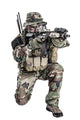 U.S. Special Forces soldier in camouflage uniform shooting in kneeling position - Poster Print