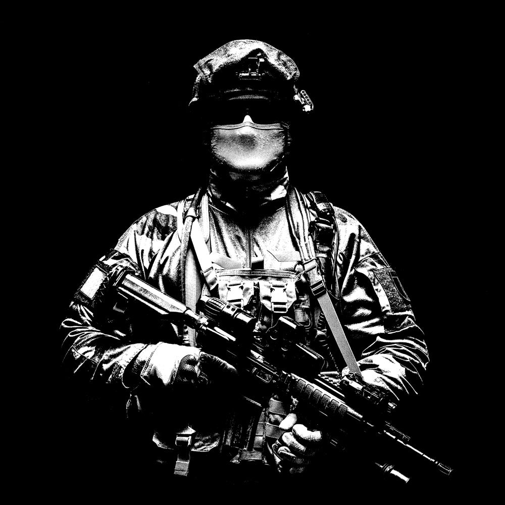 French paratrooper with weapon poster print