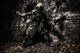 Mutant creature in gas mask emerging from darkness in an abandoned tunnel poster print.