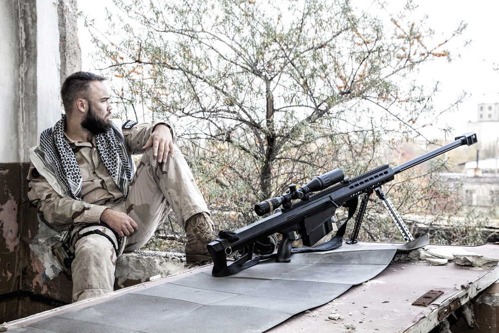Navy SEAL sniper in abandoned building during urban warfare artwork by Oleg Zabielin.