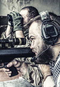 Navy SEAL sniper team engaging targets poster print by Oleg Zabielin.