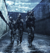 Police Squad in Sewer Tunnel Poster Print by Oleg Zabielin