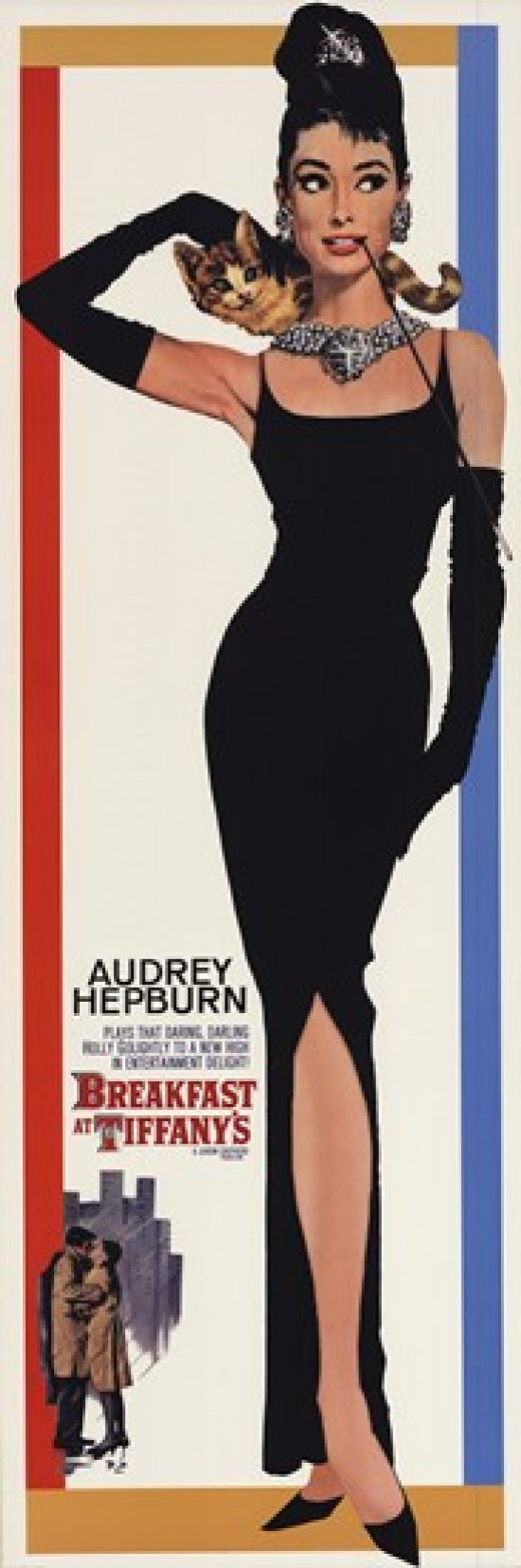 Audrey Hepburn Breakfast at Tiffany's Cat Door Poster 21x62