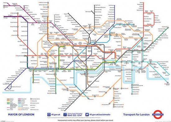 London Underground Map Poster Print - 55x39 Rolled Poster