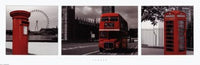 London Red Triptych Poster featuring a stunning cityscape design.