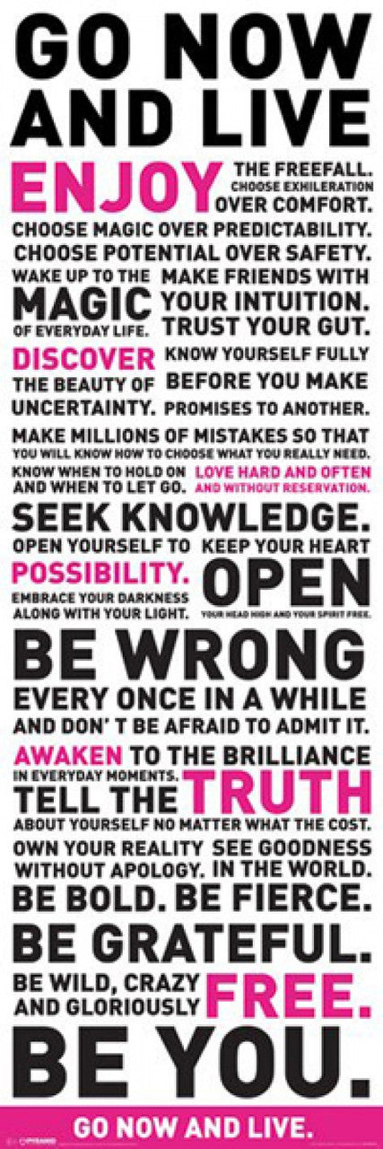 Go Now and Live Inspirational Quote Door Poster Print