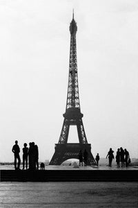 Eiffel Tower black and white poster art print showcasing iconic Paris landmark.