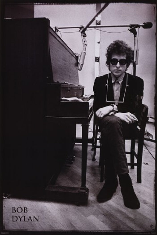 Bob Dylan Piano Poster 24x36 art print featuring vibrant colors.