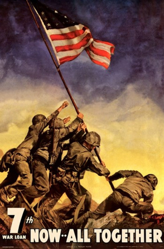 Iwo Jima Flag - Now All Together Rolled Poster Print