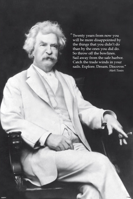 Mark Twain Discover Poster - Inspirational Wall Art