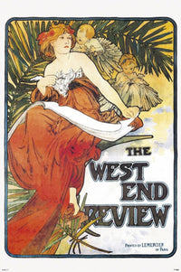 Mucha West End Review Poster Print showcasing Art Nouveau style.