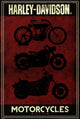 Harley Davidson Motorcycles Poster showcasing classic motorcycle art.