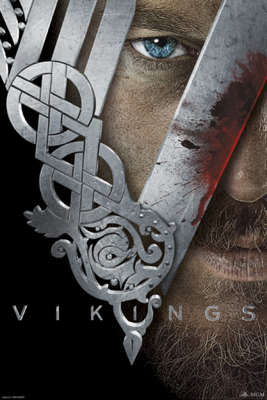 Vikings Helmet Poster Print showcasing Norse warrior theme