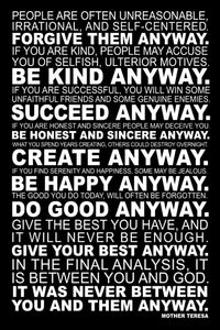 Inspirational Mother Teresa Quote Poster Print - 24x36