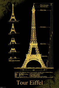 Eiffel Tower Design Poster Print - 22x34 Rolled Art