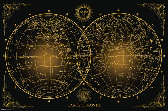 World Map - Carte du Monde Rolled Poster Print
