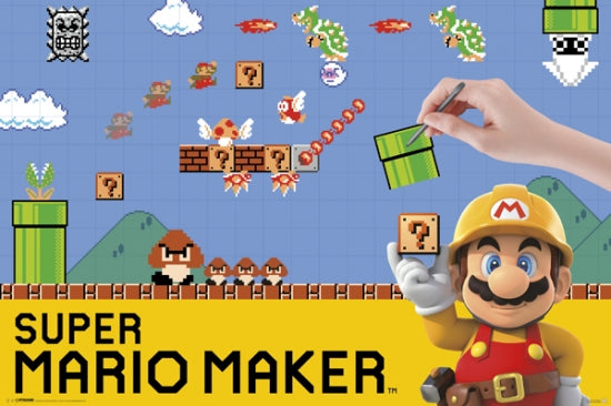 Vibrant Mario Maker poster showcasing a creative gaming theme.