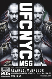 UFC 205 NYC MSG Poster showcasing mixed martial arts event.