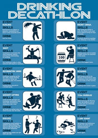Drinking Decathlon Poster Print - Fun and Whimsical Decor