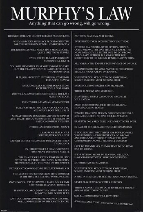 Murphy's Law Poster Print - 24x36 Rolled Poster