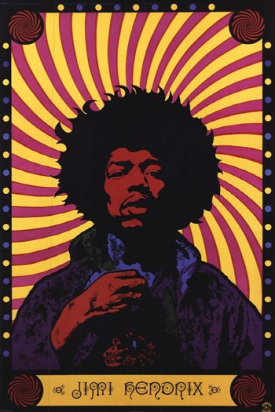 Jimi Hendrix Psychedelic Poster Print - 22x34