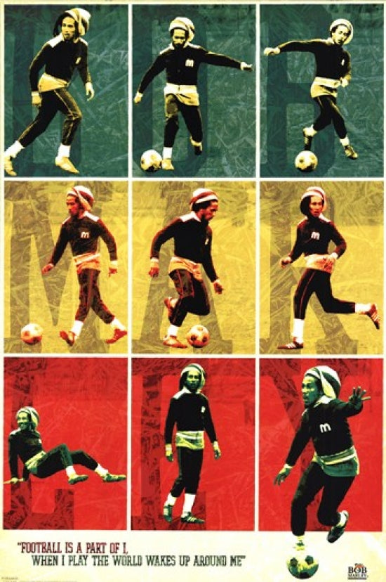 Bob Marley Football Soccer Collage Poster - Vibrant Art