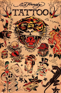 Ed Hardy Tattoo Collage Rolled Poster Print - 24x36