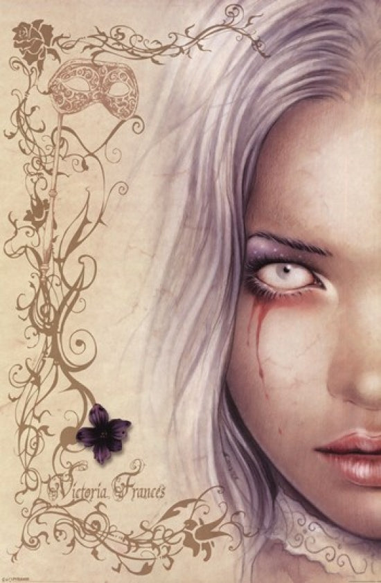 Blood Tears poster print artwork by Victoria Frances, gothic art decor.
