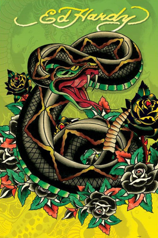 Ed Hardy Snake Poster Print - Rolled Art for Home & Office