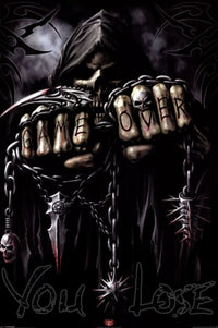 Spiral Game Over Reaper Poster Art Print, showcasing horror-themed artwork.