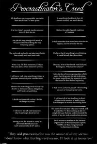 Procrastinator's Creed Poster Print - 22x34