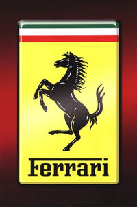 Ferrari Logo Poster featuring the iconic automotive brand logo.