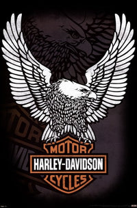 Harley Davidson Eagle Poster showcasing vintage motorcycle art.
