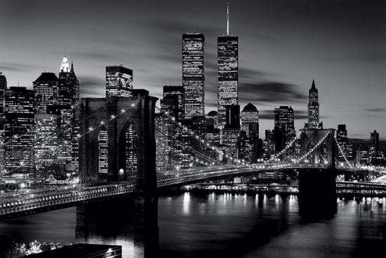 Brooklyn Bridge Black & White Poster Print showcasing the iconic structure.