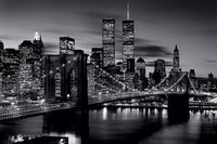 Brooklyn Bridge Black & White Poster Print showcasing the iconic structure.