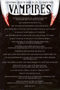 Everything I Learned From Vampires Poster Print showcasing supernatural themes.