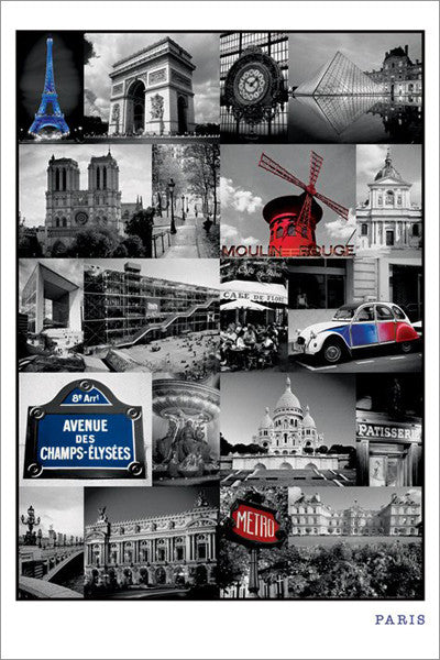 Paris Collage Rolled Poster Print - Perfect for Home Decor