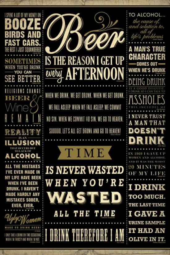 Inspirational Drinking Quotes Poster 36x24 - Fun Wall Art