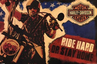 Harley Davidson Ride Hard Poster Print featuring motorcycle culture.