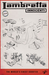 Lambretta Line Drawing Poster Print - 22x34