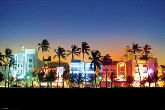 Ocean Drive Miami Rolled Poster Print - 36x24