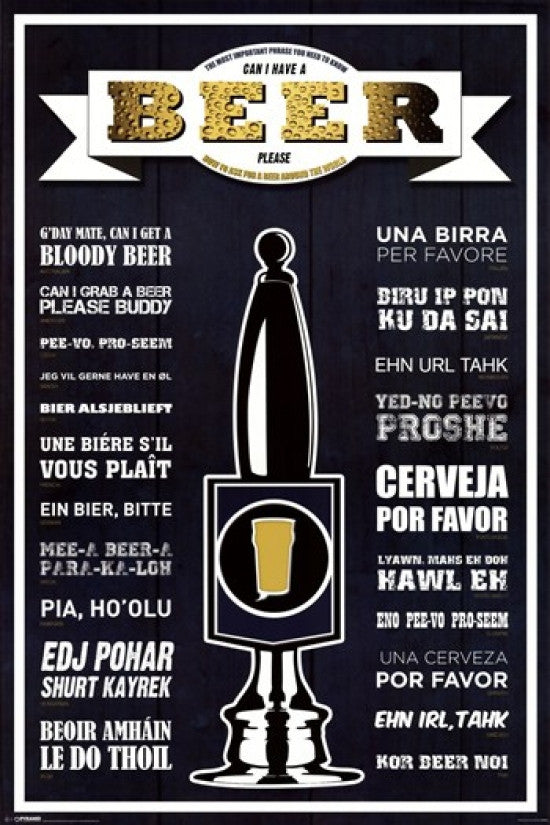 Can I Have a Beer Please Languages Poster Print - 22x34