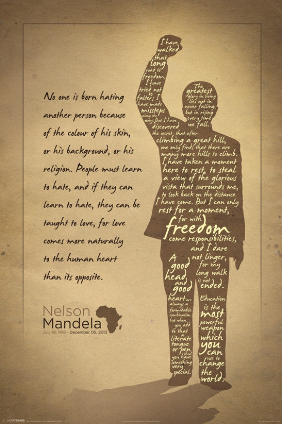 Nelson Mandela Silhouette Poster Print - 24x36 Rolled Art