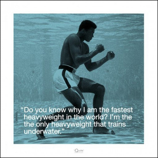 Muhammad Ali Underwater iQuote Poster Print - 16x16