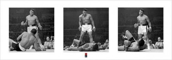 Muhammad Ali vs. Sonny Liston Triptych Poster Print - 38x13