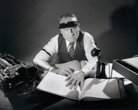Accountant Working on Ledgers Poster Print on premium paper