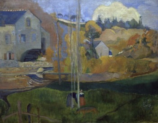 Landscape of Brittany: The Mill art print by Paul Gauguin depicting a serene Brittany landscape.